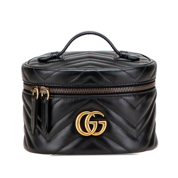 Gucci Handbags - Gucci GG Marmont Vanity Bag Black Leather